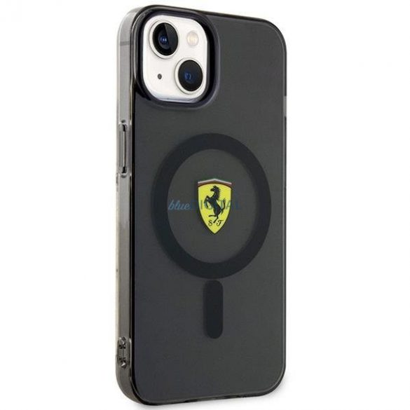 Carcasă rigidă neagră/neagră Ferrari FEHMP14SURKK iPhone 14 6.1" Magsafe translucid