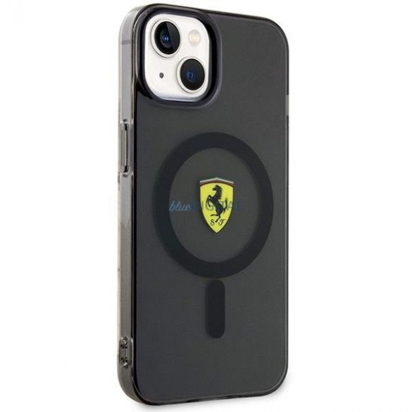 Carcasă rigidă neagră/neagră Ferrari FEHMP14MURKK iPhone 14 Plus 6.7" Magsafe translucid