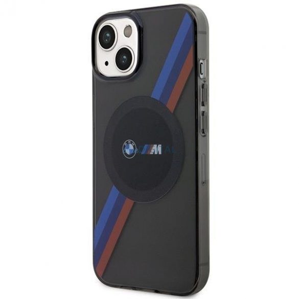 Husa BMW BMHMP14SHDTK iPhone 14 6.1" gri/gri Tricolor Stripes MagSafe