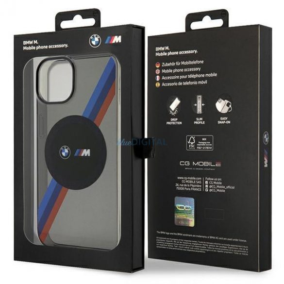 Husa BMW BMHMP14SHDTK iPhone 14 6.1" gri/gri Tricolor Stripes MagSafe