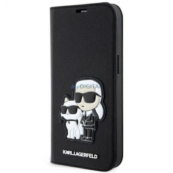 Karl Lagerfeld KLBKP14SSANKCPK iPhone 14 6.1" bibliotecă negru/negru Saffiano Karl & Choupette