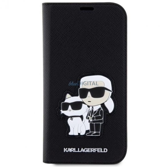 Karl Lagerfeld KLBKP14SSANKCPK iPhone 14 6.1" bibliotecă negru/negru Saffiano Karl & Choupette