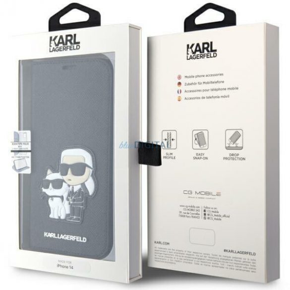 Karl Lagerfeld KLBKP14SSANKCPK iPhone 14 6.1" bibliotecă negru/negru Saffiano Karl & Choupette