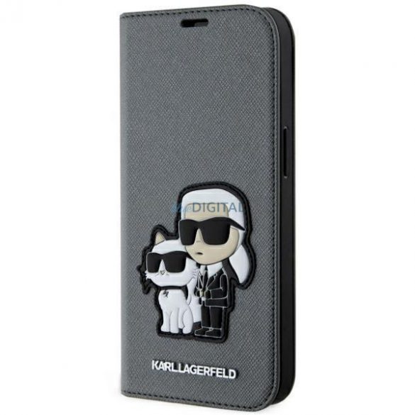 Karl Lagerfeld KLBKP14SSANKCPG iPhone 14 6.1" bibliotecă argintiu/argintiu Saffiano Karl & Choupette