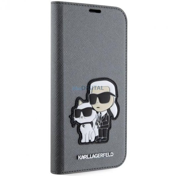 Karl Lagerfeld KLBKP14SSANKCPG iPhone 14 6.1" bibliotecă argintiu/argintiu Saffiano Karl & Choupette