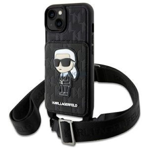 Karl Lagerfeld KLHCP14SCSAKHPKK iPhone 14 6.1" hardcase negru/negru Crossbody Saffiano Monogram Ikonik