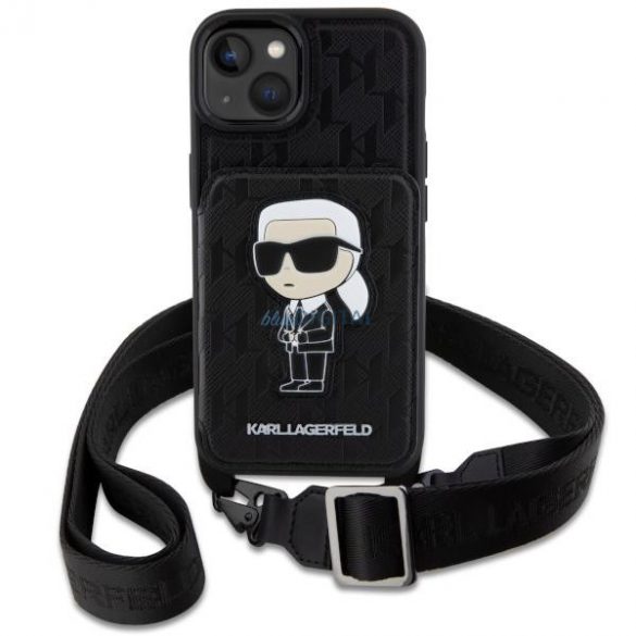 Karl Lagerfeld KLHCP14SCSAKHPKK iPhone 14 6.1" hardcase negru/negru Crossbody Saffiano Monogram Ikonik