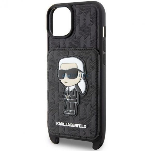 Karl Lagerfeld KLHCP14SCSAKHPKK iPhone 14 6.1" hardcase negru/negru Crossbody Saffiano Monogram Ikonik