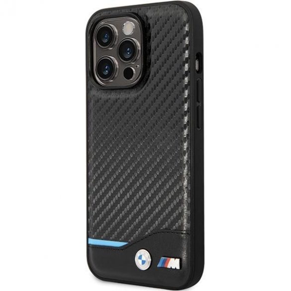 Husă BMW BMHCP13L22NBCK iPhone 13 Pro / 13 6.1" negru/negru husă rigidă Piele Carbon