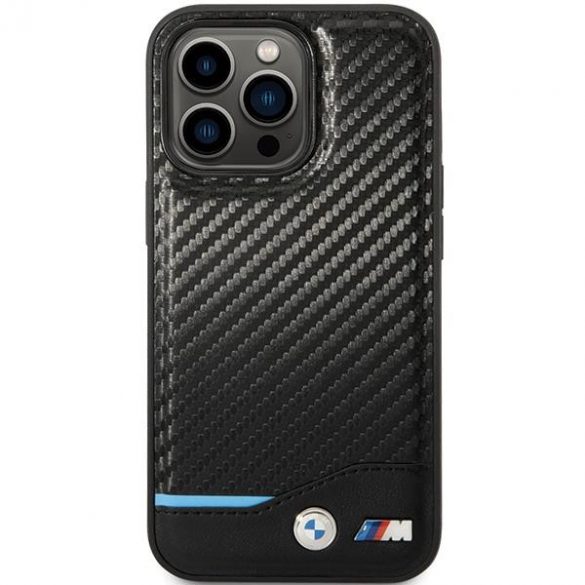 Husă BMW BMHCP13L22NBCK iPhone 13 Pro / 13 6.1" negru/negru husă rigidă Piele Carbon