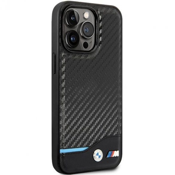 Husă BMW BMHCP13L22NBCK iPhone 13 Pro / 13 6.1" negru/negru husă rigidă Piele Carbon