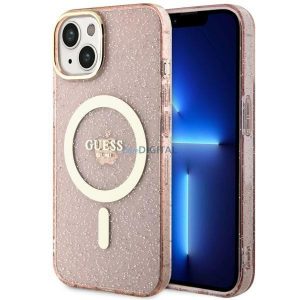 Guess GUHMP14SHCMCGP iPhone 14 6.1" husă rigidă rożowy/roz Glitter Gold MagSafe