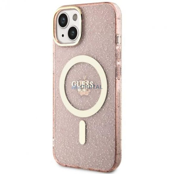 Guess GUHMP14SHCMCGP iPhone 14 6.1" husă rigidă rożowy/roz Glitter Gold MagSafe