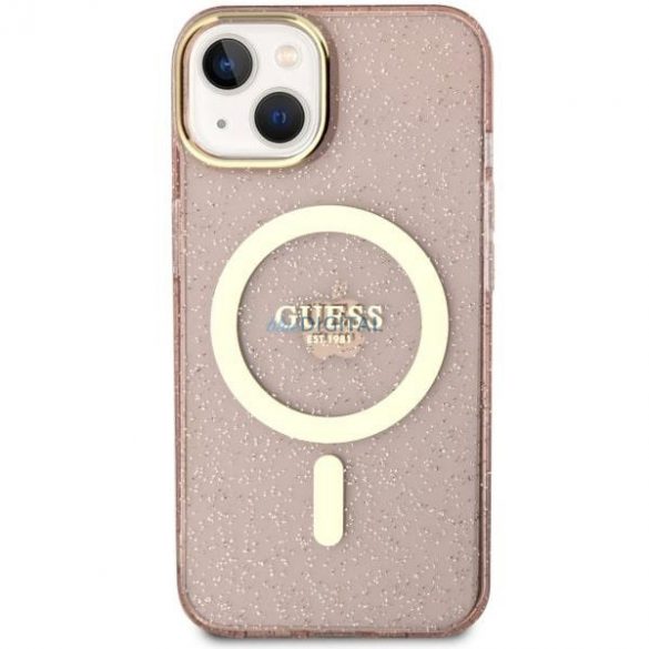 Guess GUHMP14SHCMCGP iPhone 14 6.1" husă rigidă rożowy/roz Glitter Gold MagSafe