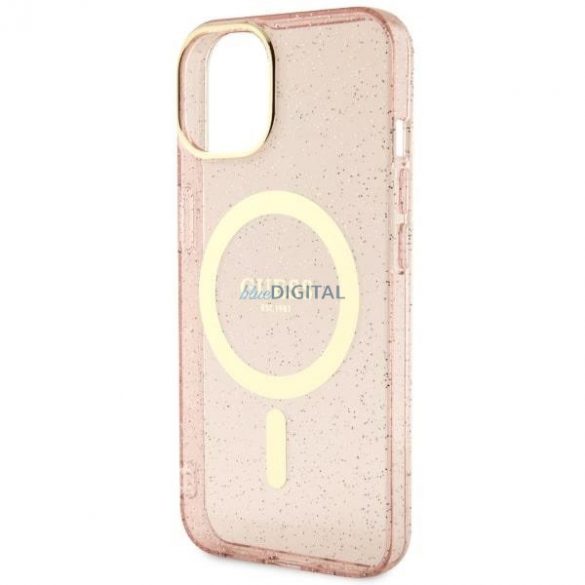 Guess GUHMP14SHCMCGP iPhone 14 6.1" husă rigidă rożowy/roz Glitter Gold MagSafe