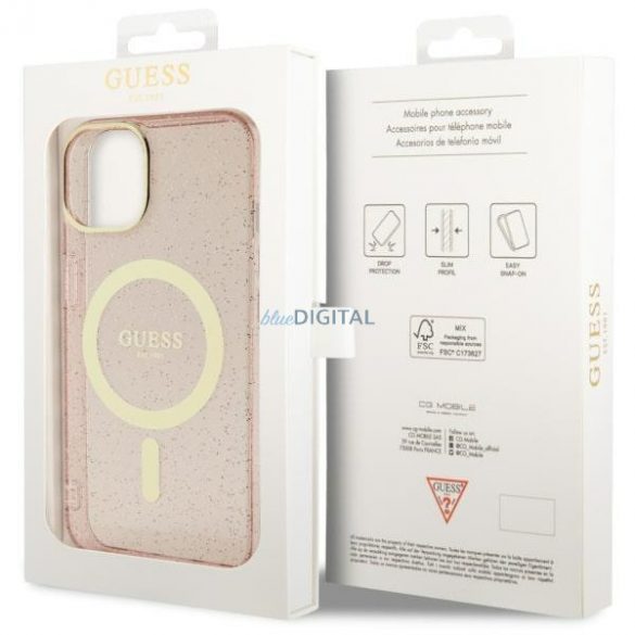 Guess GUHMP14SHCMCGP iPhone 14 6.1" husă rigidă rożowy/roz Glitter Gold MagSafe