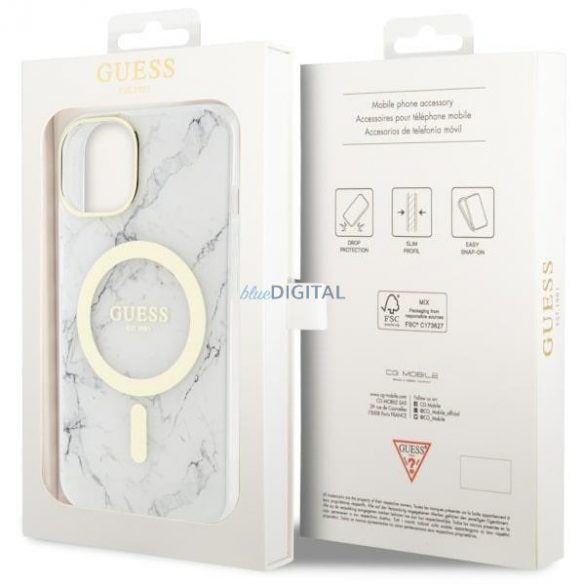 Guess GUHMP14SPCUMAH iPhone 14 6.1" alb/alb hard Husă Marble MagSafe