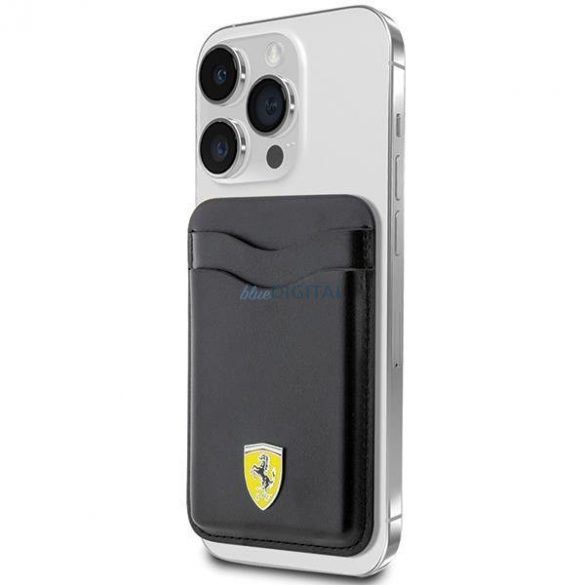 Slot pentru card Portofel Ferrari Husă FEWCMRSIK - Colecția 2023 din piele MagSafe neagră