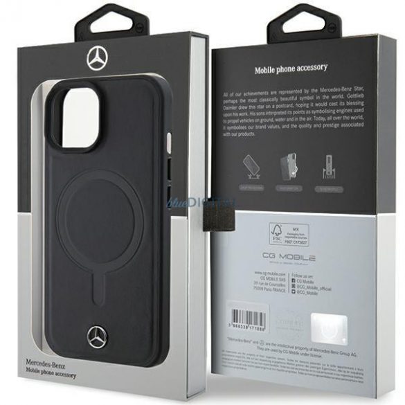 Mercedes MEHMP15S23RCMK iPhone 15 6.1" carcasă rigidă/neagră Smooth Leather MagSafe