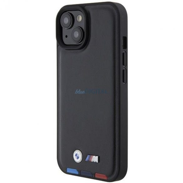 BMW BMHCP15S22PTDK iPhone 15 6.1" negru/negru ștampilă din piele tricoloră