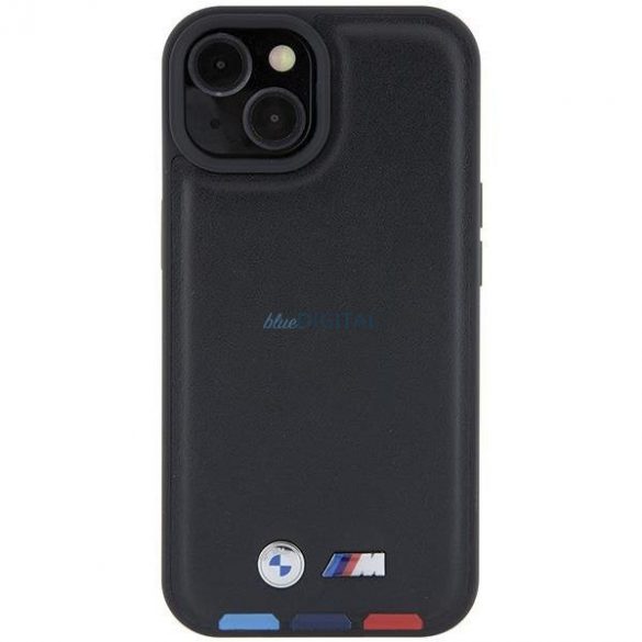 BMW BMHCP15S22PTDK iPhone 15 6.1" negru/negru ștampilă din piele tricoloră