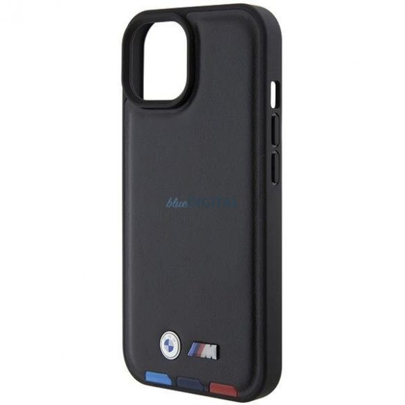 BMW BMHCP15S22PTDK iPhone 15 6.1" negru/negru ștampilă din piele tricoloră