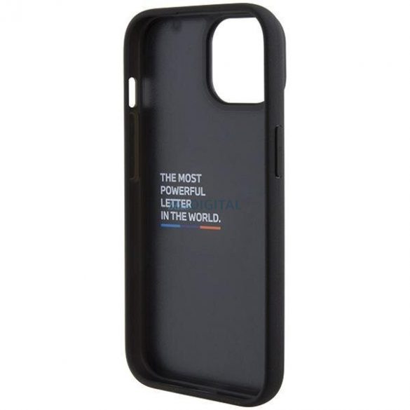 BMW BMHCP15S22PTDK iPhone 15 6.1" negru/negru ștampilă din piele tricoloră