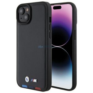 BMW BMHCP15M22PTDK iPhone 15 Plus 6.7" negru/negru ștampilă din piele tricoloră