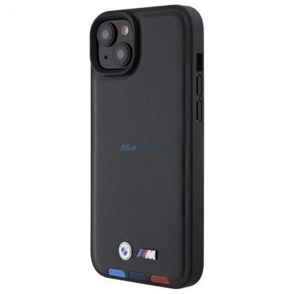 BMW BMHCP15M22PTDK iPhone 15 Plus 6.7" negru/negru ștampilă din piele tricoloră