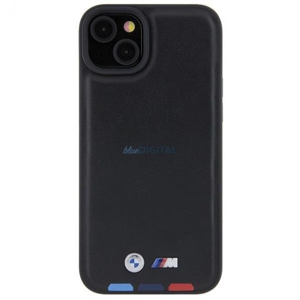 BMW BMHCP15M22PTDK iPhone 15 Plus 6.7" negru/negru ștampilă din piele tricoloră