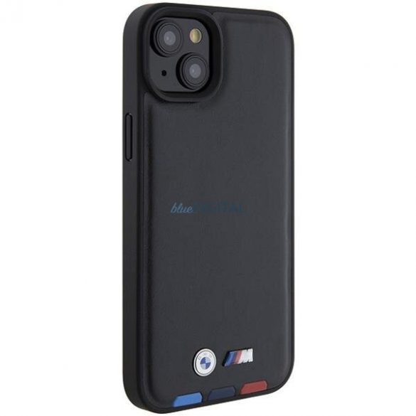 BMW BMHCP15M22PTDK iPhone 15 Plus 6.7" negru/negru ștampilă din piele tricoloră