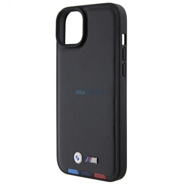 BMW BMHCP15M22PTDK iPhone 15 Plus 6.7" negru/negru ștampilă din piele tricoloră