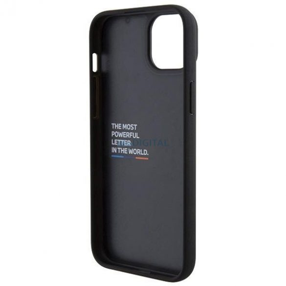 BMW BMHCP15M22PTDK iPhone 15 Plus 6.7" negru/negru ștampilă din piele tricoloră