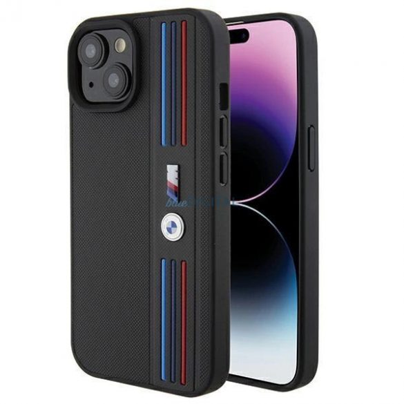 Etui BMW Tricolor M Collection pe iPhone 15 - czarne