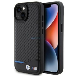 Husă BWM Leather Carbon pentru iPhone 15 - czarne