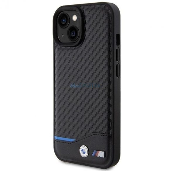 Husă BWM Leather Carbon pentru iPhone 15 - czarne