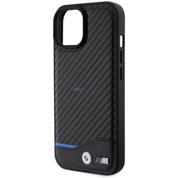 Husă BWM Leather Carbon pentru iPhone 15 - czarne