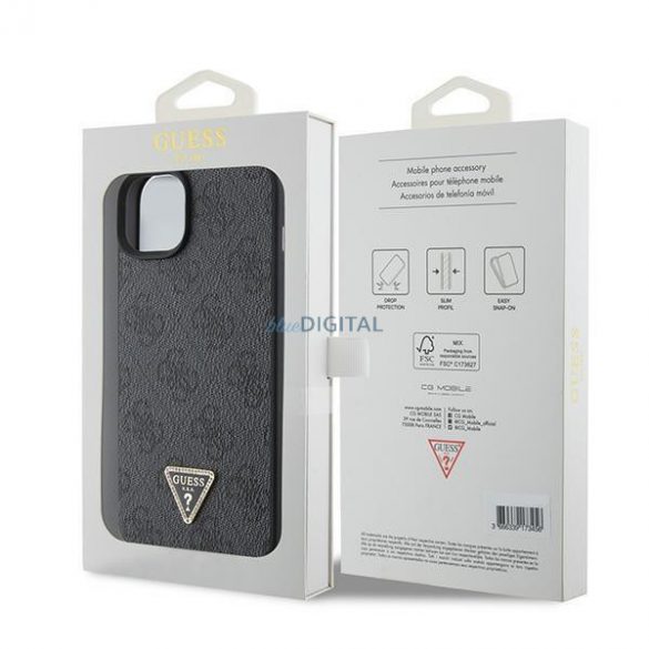 Guess GUHCP15SP4TDPK iPhone 15 6.1" negru/negru hardcase Piele 4G Diamond Triangle