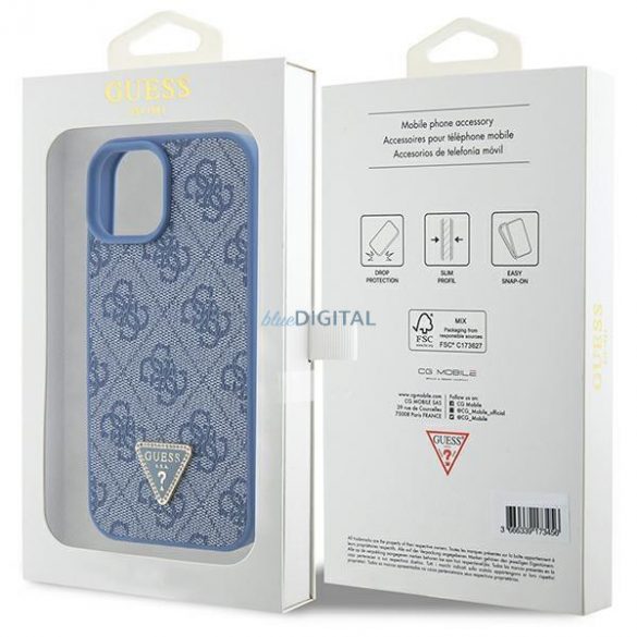 Guess GUHCP15SP4TDPB iPhone 15 6.1" albastru/albastru husă rigidă Piele 4G Triunghi Strass