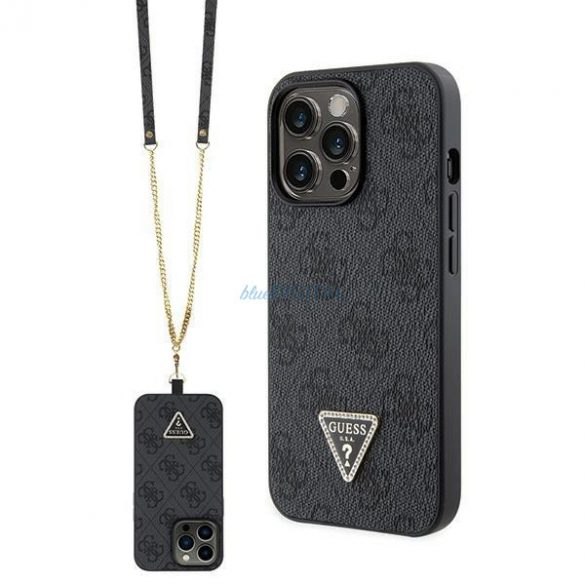 Husă Guess GUHCP13LP4TDSCPK pentru iPhone 13 Pro / 13 - Sigla metalică neagră Crossbody 4G