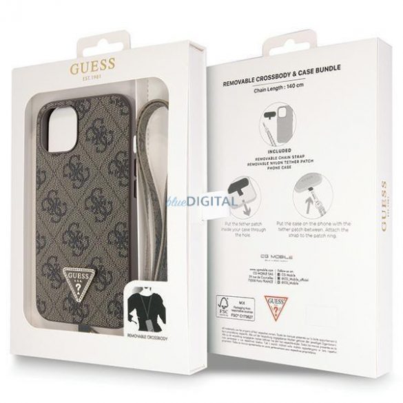 Husă Guess GUHCP14SP4TDSCPW pentru iPhone 14 - maro Crossbody 4G Metal Logo