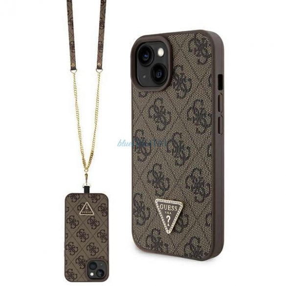 Guess GUHCP15SP4TDSCPW iPhone 15 6.1" maro/maro husă rigidă Crossbody 4G Metal Logo