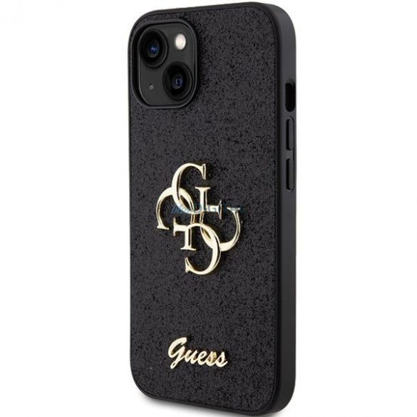 Etui Guess Glitter Script Big 4G pe iPhone 15 - zarne