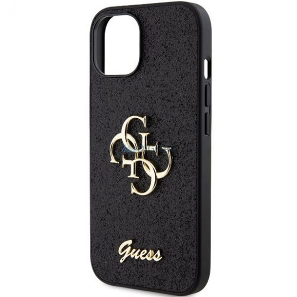 Etui Guess Glitter Script Big 4G pe iPhone 15 - zarne