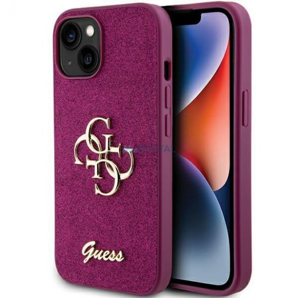 Găsiți Guess Glitter Script Big 4G pe iPhone 15 - în culori vii