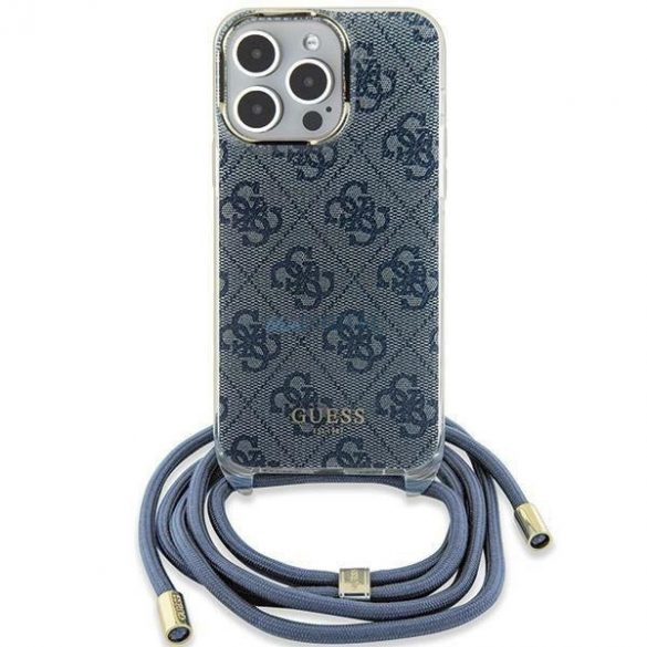 Husă Guess Crossbody Cord 4G Print pentru iPhone 15/14/13 - Albastru