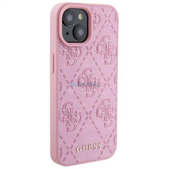 Guess GUHCP15SP4EPMP iPhone 15 6.1" roz / roz hard Husă piele 4G Stamped