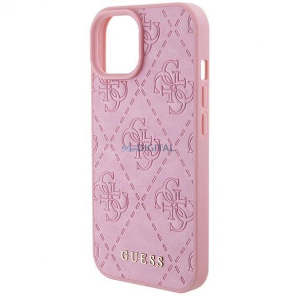 Guess GUHCP15SP4EPMP iPhone 15 6.1" roz / roz hard Husă piele 4G Stamped