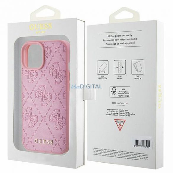 Guess GUHCP15SP4EPMP iPhone 15 6.1" roz / roz hard Husă piele 4G Stamped