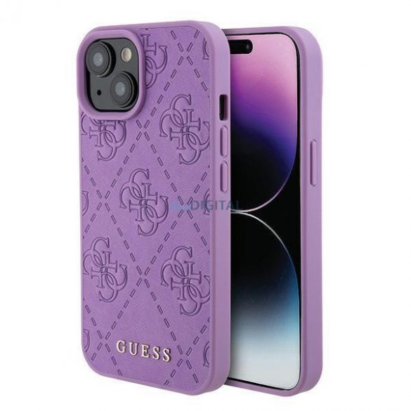 Guess GUHCP15SP4EPMU iPhone 15 6.1" mov/violet deschis Husă rigidă Piele 4G Ștampilată